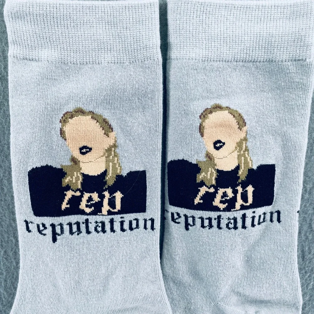 Taylor Swift Women Crew Socks Blue Reputation Pop Culture One Size Fan Merch